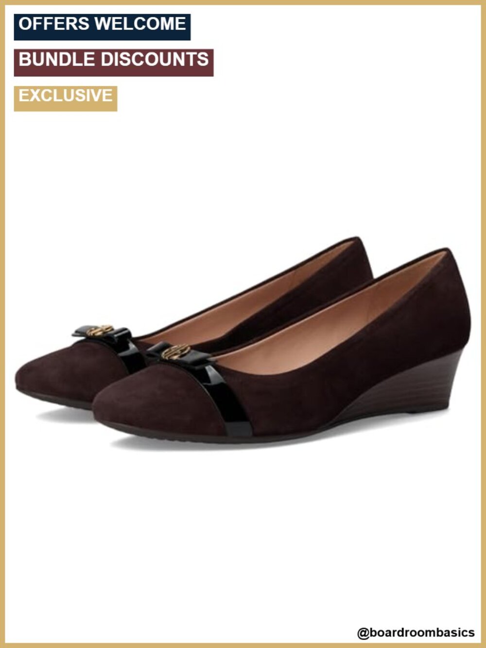 Slip On Wedge Heels Leather Hardware Detailing Foam Sock Liner